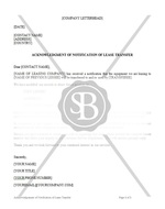 Acknowledgement of Notification of Lease Transfer