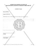 Affidavit of Mailing of Notice of Organisational Meeting of Board of Directors