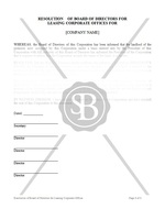 Resolution of Board of Directors for Leasing Corporate Offices