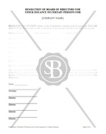 Resolution of Board of Directors for Stock Issuance to Certain Persons