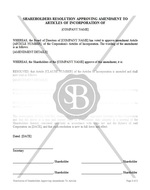 Resolution of Shareholders Approving Amendment to Articles of Incorporation