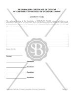 Shareholders Certificate of Consent of Amendment to Articles of Incorporation