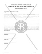 Board Resolution Approving Acquisition of Business Assets