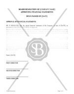 Board Resolution Approving Financial Statements