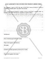 Loan Agreement for Construction Project (Short Form)