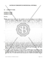 Letter of Indemnity by Beneficial Owner(s)