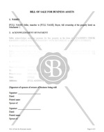 Bill of Sale for Business Assets 