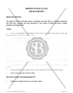 Broker of Real Estate Job Description