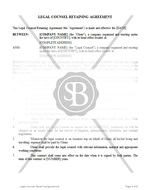 Legal Counsel Retaining Agreement