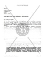 Letter of Intent of Acquisition of Business