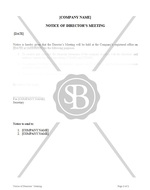 Notice of Meeting of Directors for Financial Statements