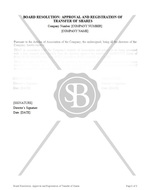 Board Resolution of Approval and Registration of Transfer of Shares