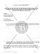 Minutes of the Meeting of the Board of Directors with Agenda