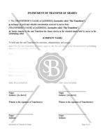 Instrument of Transfer of Shares with Schedule