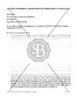 Letter Confirming Appointment of Independent Consultant