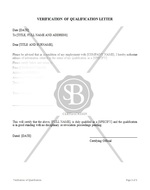 Verification of Qualification Letter