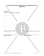 Letter of Change in Terms of Sales Representative Agreement