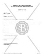 Affidavit of Mailing of Notice of Annual Meeting of Managers 