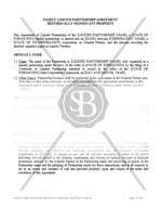 Family Limited Partnership Agreement - Historically Significant Property