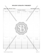 Duration Estimating Worksheet for Project Management