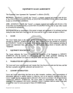 Equipment Lease Agreement With Liabilities and Remedies