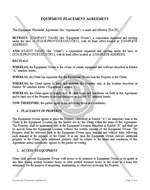 Equipment Placement Agreement