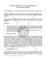 License Agreement - Non Transferable and Non Exclusive License