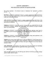 License Agreement - Non Exclusive License To Manufacture