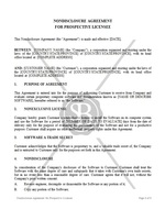 Non Disclosure Agreement For Prospective Licensee