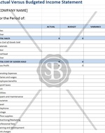 Actual Vs Budget Income Statement